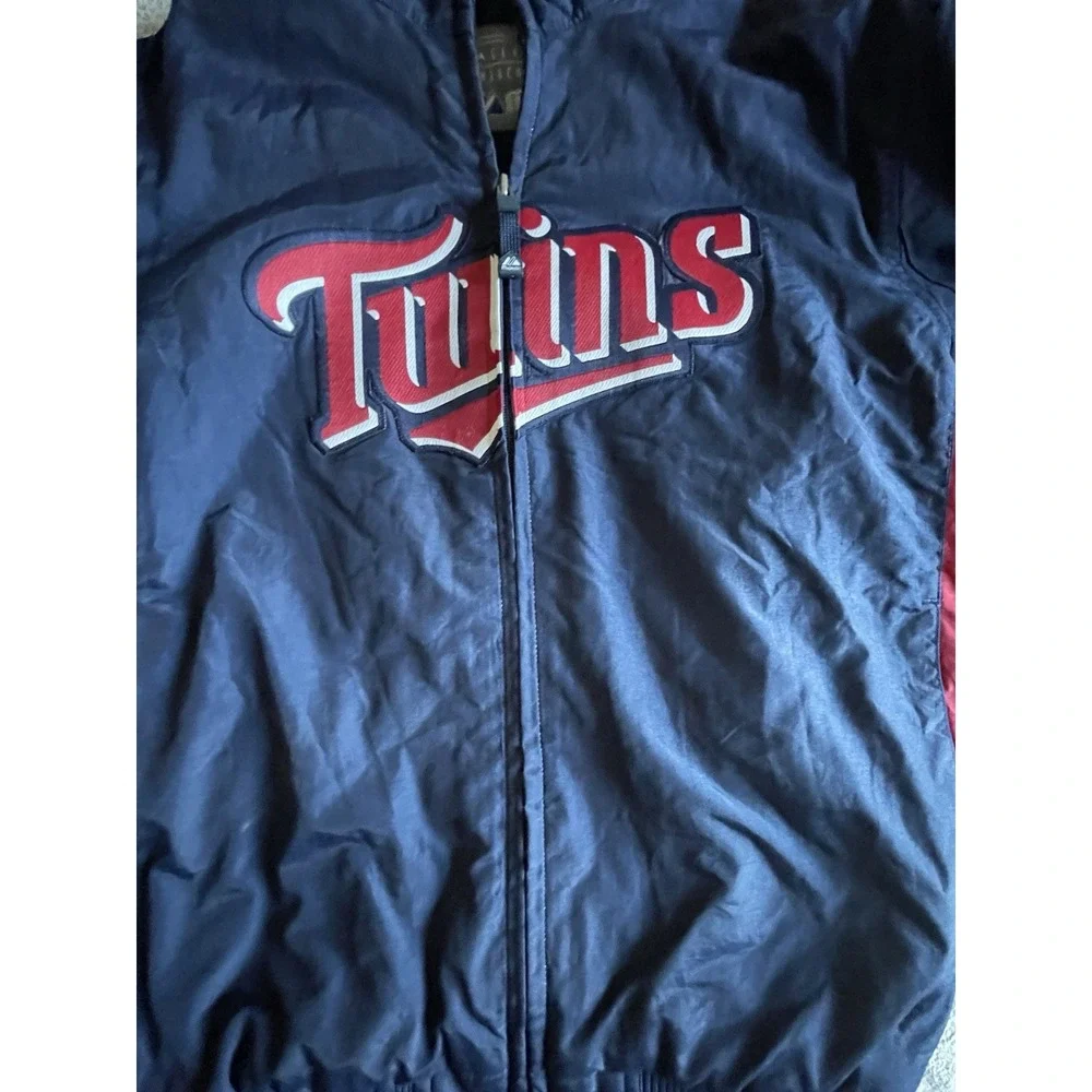 Majestic Therma Base‎ MLB Minnesota Twins Jacket Large Full Zip Spellout Dugout